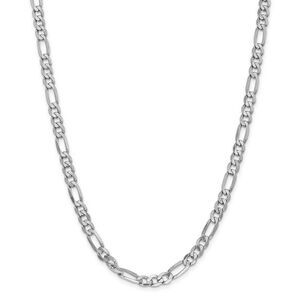 Men's 6mm 14k White Gold Flat Figaro Chain Necklace, 24 Inch